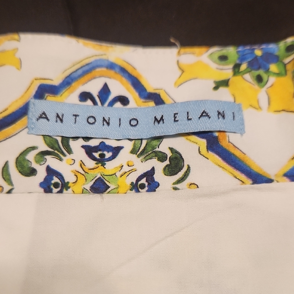 NWT Antonio Melani Yellow and Blue Patterned Pencil Skirt
